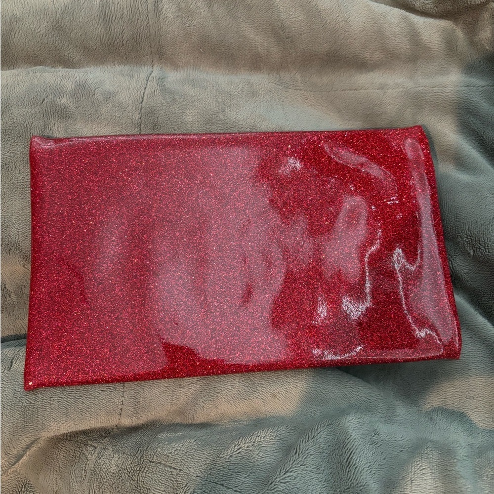 Carolina Herrera Red Glitter Clutch Bag - Picture 2 of 4